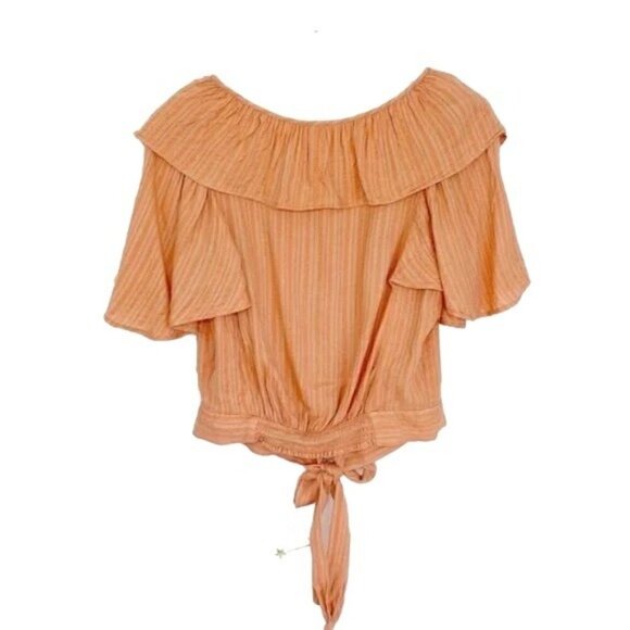 Free People Peach Ruffle Crop Top - Picture 3 of 4
